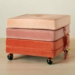Opalhouse Designed With Jungalow Marin Stackable Pouf with Casters - Opalhouse™ designed with Jungalow™ Rust/blush Gradient -Ottomans Official Shop unnamed file 4453