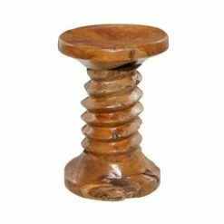 Olivia & May Rustic Carved Teak Wood Stool Brown - Olivia & May -Ottomans Official Shop unnamed file 446