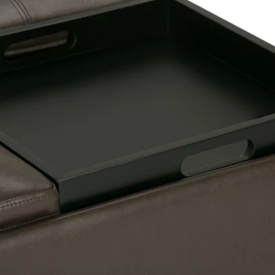 Franklin Square Coffee Table Storage Ottoman - WyndenHall Chocolate Brown 5 Franklin Square Coffee Table Storage Ottoman - WyndenHall Chocolate Brown - Image 3