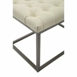 24" Button Tufted Metal Ottoman - WOVENBYRD Gray