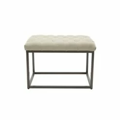 24" Button Tufted Metal Ottoman - WOVENBYRD Gray -Ottomans Official Shop unnamed file 4526