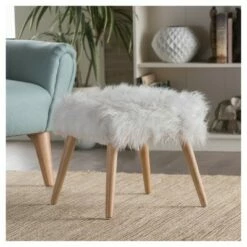 Huxley Faux Fur Ottoman - Christopher Knight Home White -Ottomans Official Shop unnamed file 4536