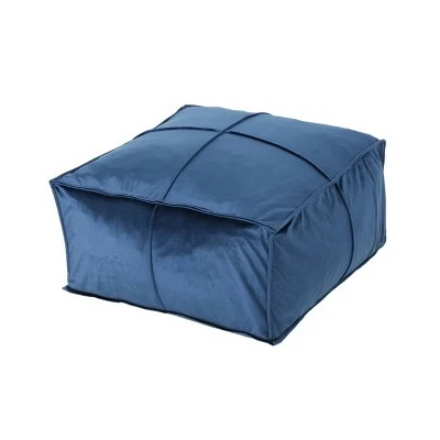Nakisha Velvet Square Bean Bag Ottoman - Christopher Knight Home Smoke 6 Nakisha Velvet Square Bean Bag Ottoman - Christopher Knight Home Smoke - Image 4