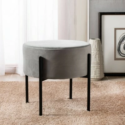 Lisbon Round Ottoman - Safavieh Gray/black 3 Lisbon Round Ottoman - Safavieh Gray/black