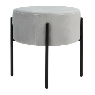 Lisbon Round Ottoman - Safavieh Gray/black 5 Lisbon Round Ottoman - Safavieh Gray/black - Image 3