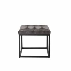 18" Square Button Tufted Metal Ottoman - WOVENBYRD Distressed Black Faux Leather 13 18" Square Button Tufted Metal Ottoman - WOVENBYRD Distressed Black Faux Leather -Ottomans Official Shop unnamed file 4622