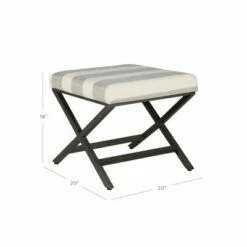 Modern Metal X Base Ottoman - HomePop Gray Lattice
