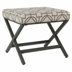 Modern Metal X Base Ottoman - HomePop Gray Lattice -Ottomans Official Shop unnamed file 4697