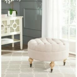 Clara Round Ottoman - Safavieh Beige