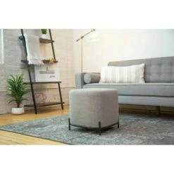 17" Modern Square Ottoman with Metal Base - WOVENBYRD Gray -Ottomans Official Shop unnamed file 4782