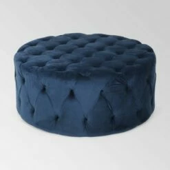 Orla Modern Glam Round Ottoman - Christopher Knight Home Blue -Ottomans Official Shop unnamed file 4820