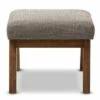 Aberdeen Mid - Century Modern Wood Finish and Fabric Upholstered Ottoman - "Gravel" Multi Color, "Walnut" Brown - Baxton Studio