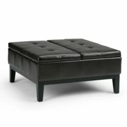 Lancaster Square Coffee Table Storage Ottoman - WyndenHall Slate Gray Linen Look Fabric -Ottomans Official Shop unnamed file 4857