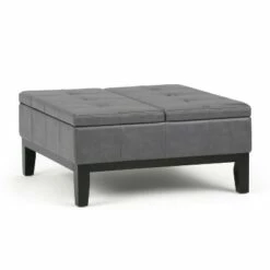 Lancaster Square Coffee Table Storage Ottoman - WyndenHall Slate Gray Linen Look Fabric -Ottomans Official Shop unnamed file 4862