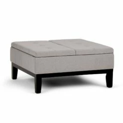 Lancaster Square Coffee Table Storage Ottoman - WyndenHall Slate Gray Linen Look Fabric -Ottomans Official Shop unnamed file 4863