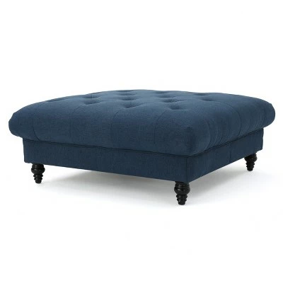 Bordeaux Fabric Ottoman - Christopher Knight Home Dark Blue 7 Bordeaux Fabric Ottoman - Christopher Knight Home Dark Blue - Image 5