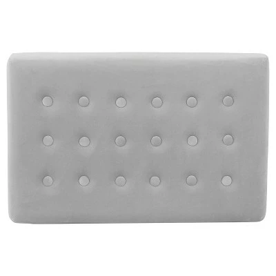 Rectangle Ottoman Velvet Tufted Cushion and Gold Metal X Base - HomePop Silver 5 Rectangle Ottoman Velvet Tufted Cushion and Gold Metal X Base - HomePop Silver - Image 3