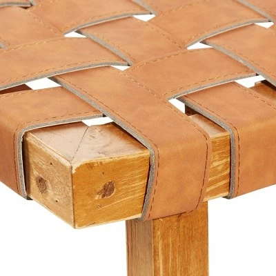 Olivia & May Rustic Wood Stool Brown - Olivia & May 5 Olivia & May Rustic Wood Stool Brown - Olivia & May - Image 3