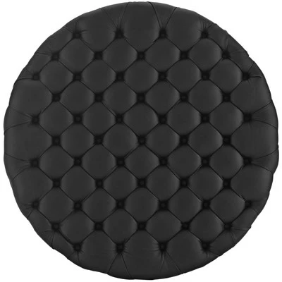 Amour Upholstered Vinyl Ottoman - Modway Black 5 Amour Upholstered Vinyl Ottoman - Modway Black - Image 3