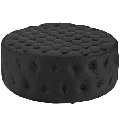 Amour Upholstered Vinyl Ottoman - Modway Black 7 Amour Upholstered Vinyl Ottoman - Modway Black - Image 5