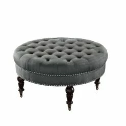 Isabelle Round Tufted Ottoman - Linon Natural -Ottomans Official Shop unnamed file 5007