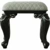 Backless Stool with Cushion Seat and Cabriole Legs Gray/White - Benzara -Ottomans Official Shop unnamed file 501