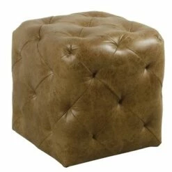 Small Pin Tufted Ottoman - HomePop Brown