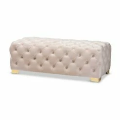 Avara Velvet Button Tufted Bench Ottoman - Baxton Studio Blue -Ottomans Official Shop unnamed file 5064