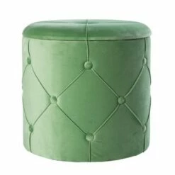Fabulaxe Round Wooden Velvet Ottoman Stool with Lid -Ottomans Official Shop unnamed file 5118
