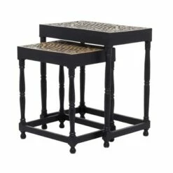 Olivia & May Set of 2 Eclectic Mango Wood Accent Tables Black - Olivia & May -Ottomans Official Shop unnamed file 512
