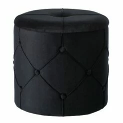 Fabulaxe Round Wooden Velvet Ottoman Stool with Lid -Ottomans Official Shop unnamed file 5121