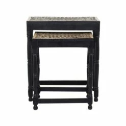 Olivia & May Set of 2 Eclectic Mango Wood Accent Tables Black - Olivia & May -Ottomans Official Shop unnamed file 513