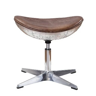 Brancaster Stool Retro Brown Top Grain Leather/Aluminum - Acme Furniture 3 Brancaster Stool Retro Brown Top Grain Leather/Aluminum - Acme Furniture