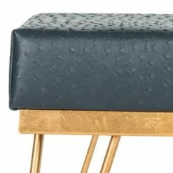Jenine Faux Ostrich Square Bench - Navy - Safavieh -Ottomans Official Shop unnamed file 5156