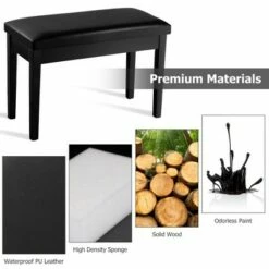 Costway Solid Wood PU Leather Piano Bench Padded Double Duet Keyboard Seat Storage Black -Ottomans Official Shop unnamed file 5163