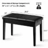 Costway Solid Wood PU Leather Piano Bench Padded Double Duet Keyboard Seat Storage Black