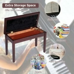 Costway Solid Wood PU Leather Piano Bench Padded Double Duet Keyboard Seat Storage Brown 15 Costway Solid Wood PU Leather Piano Bench Padded Double Duet Keyboard Seat Storage Brown -Ottomans Official Shop unnamed file 5202