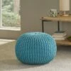 Nahunta Modern Knitted Cotton Round Pouf - Christopher Knight Home Coral -Ottomans Official Shop unnamed file 5222