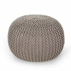 Nahunta Modern Knitted Cotton Round Pouf - Christopher Knight Home Coral -Ottomans Official Shop unnamed file 5229