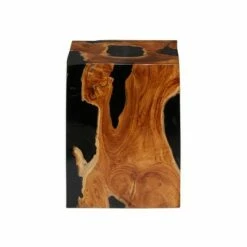 Olivia & May Coastal Teak Wood Accent Stool Black - Olivia & May -Ottomans Official Shop unnamed file 525