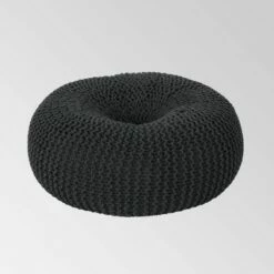 Burley Knitted Donut Pouf - Christopher Knight Home Dark Gray -Ottomans Official Shop unnamed file 5307