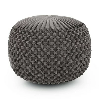 Vanessa Round Pouf - Wyndenhall Dove Gray 11 Vanessa Round Pouf - Wyndenhall Dove Gray - Image 9