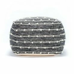 Penelope Pouf Ottoman - Anji Mountain Gray/ivory