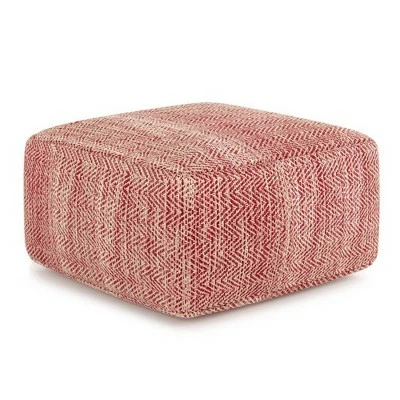 Terri Square Pouf - WyndenHall Patterned Maroon Melange 10 Terri Square Pouf - WyndenHall Patterned Maroon Melange - Image 8