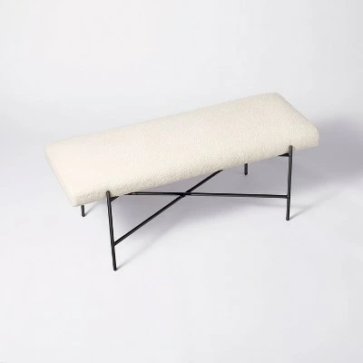 Threshold Designed W/Studio McGee Clarkston Metal Base Upholstered Bench Cream Boucle - Threshold™ designed with Studio McGee 5 Threshold Designed W/Studio McGee Clarkston Metal Base Upholstered Bench Cream Boucle - Threshold™ designed with Studio McGee - Image 3