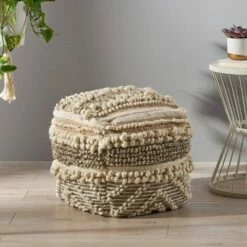 Gerardo Contemporary Wool and Cotton Pouf Ottoman Natural/White - Christopher Knight Home 13 Gerardo Contemporary Wool and Cotton Pouf Ottoman Natural/White - Christopher Knight Home -Ottomans Official Shop unnamed file 5404