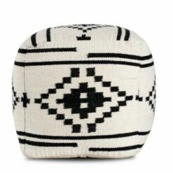 Noir Noor Pouf Black/White Geometric - Anji Mountain
