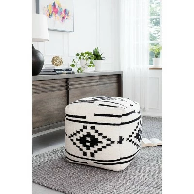 Noir Noor Pouf Black/White Geometric - Anji Mountain 6 Noir Noor Pouf Black/White Geometric - Anji Mountain - Image 4