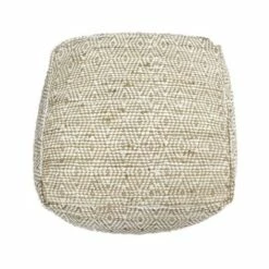 Abella Handcrafted Boho Large Fabric Rectangular Pouf Ivory/Beige - Christopher Knight Home