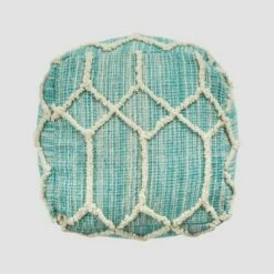 Bluesage Moroccan Inspired Ottoman Pouf Aqua/Ivory - Christopher Knight Home -Ottomans Official Shop unnamed file 5474